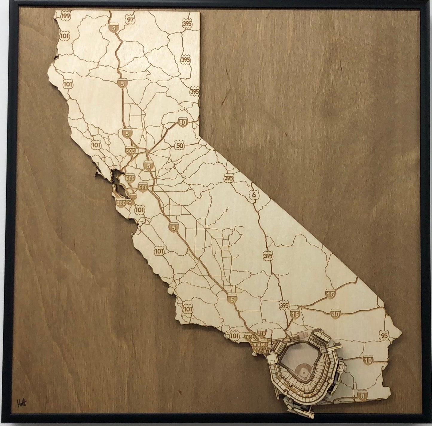 San Diego, California Wall Art State Map (Petco Park)