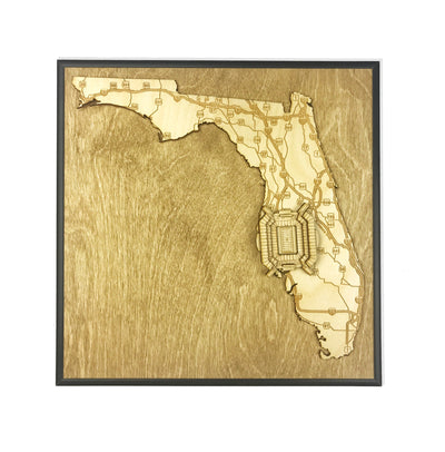 Tampa, Florida Wall Art State Map (Raymond James Stadium)